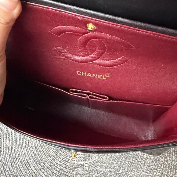 Vintage Chanel Medium Dark Brown Lambskin 24k Gold Plated Double Flap Bag - Picture 13 of 16